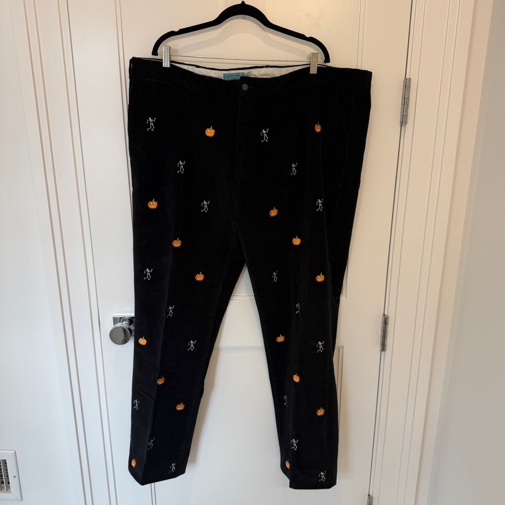 Castaway Black Halloween Embroidered Corduroy Pants 46x45